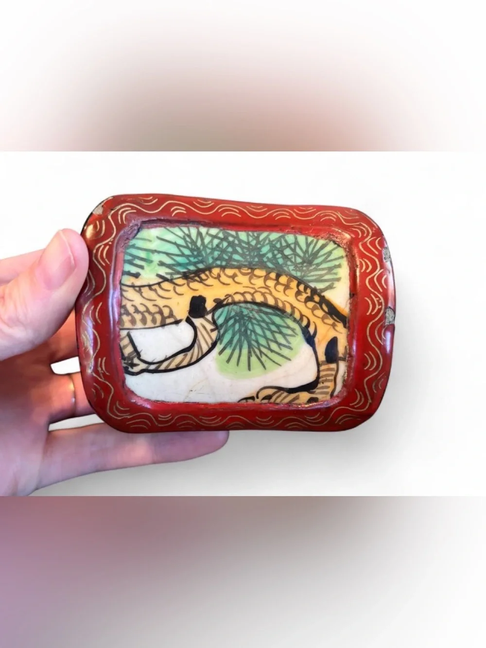 Vintage Asian Lacquerware Jewelry Box Small